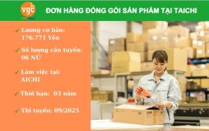 Tuyển 6 Nữ đơn hàng đóng gói sản phẩm tại Aichi Nhật Bản
