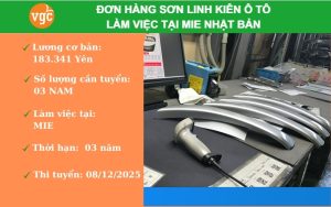 Đơn hàng Sơn linh kiên ô tô làm việc tại Mie Nhật Bản